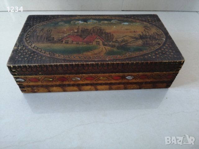 Дървена кутия 22 х 12 h 5 см, снимка 1