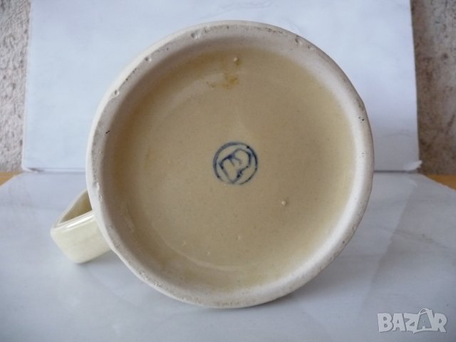 Стара керамична халба за бира с ловни мотиви българска елен ловец , снимка 6 - Други ценни предмети - 37375049