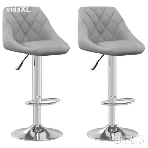 vidaXL Бар табуретки, 2 бр, светлосиви, кадифе