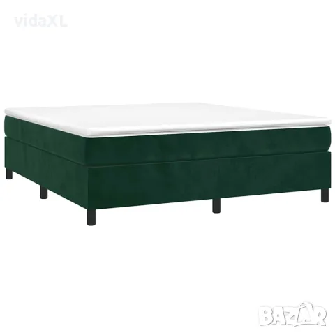 vidaXL Рамка за легло с пружини, тъмнозелена, 180x200 см, кадифе, снимка 3 - Спални и легла - 56146580