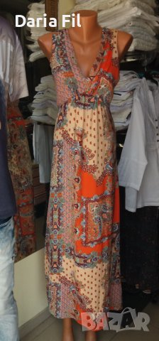 УНИКАЛНО КРАСИВА дълга рокля с пейсли принт - ХС размер , снимка 1