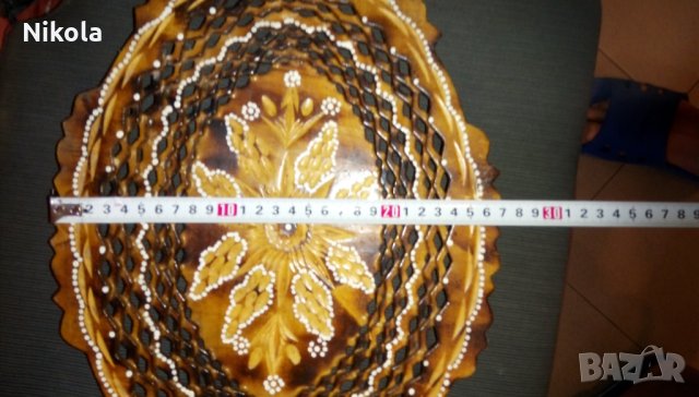 Декоративна дървена купа или чиния ръчно направена 38см / 27см, снимка 13 - Други - 34545504
