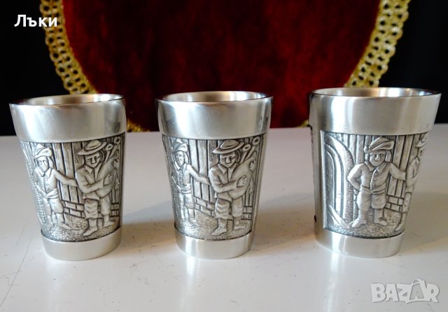 Чаши от калай с лов на глиган. , снимка 6 - Антикварни и старинни предмети - 44479317