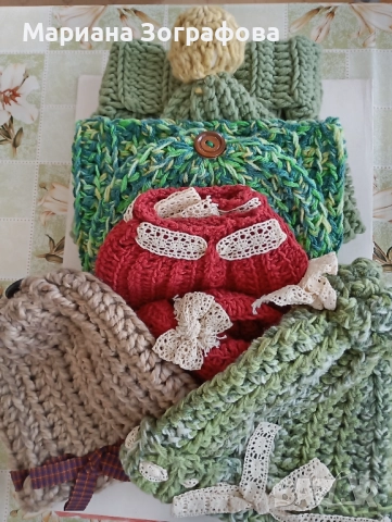 Ръчно плетени зимни шапки - 5 бр., - Кожени и вълнени мъжки ръкавици