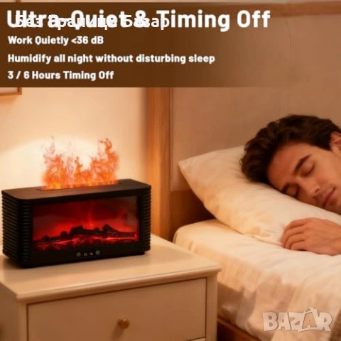 Нов Арома дифузер камина 250 мл с таймер и 7 цветни пламъка за стая хол дом, снимка 4 - Други - 54092251