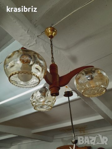 Абажур Дърво и Стъкло внос от Германия , снимка 2 - Полилеи - 42779961
