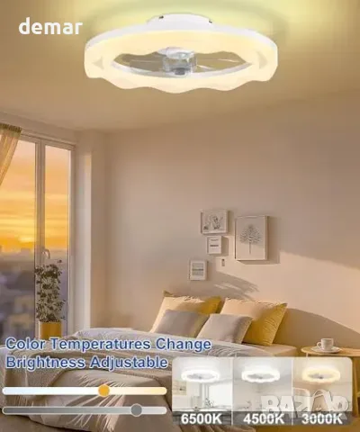 Таванен вентилатор JAYNLT с LED, 51 см, дистанционно и приложение, снимка 3 - Вентилатори - 55945900