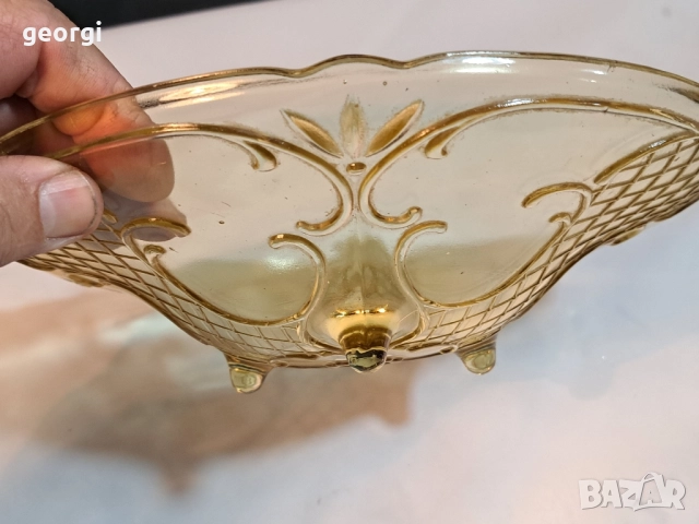 немска стъклена фруктиера от цветно стъкло 28/6, снимка 3 - Аксесоари за кухня - 52066119