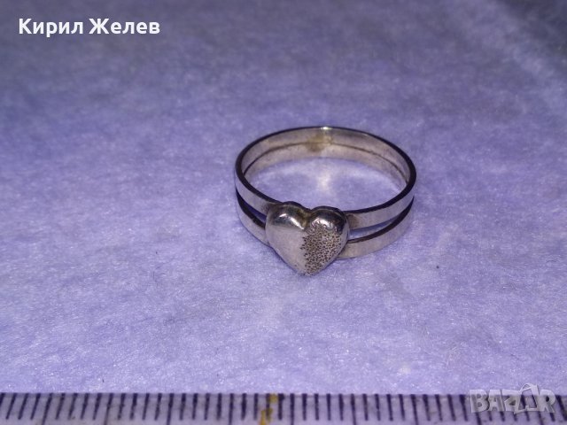 ИЗЯЩЕН СЪРЦЕВИДЕН РОМАНТИЧЕН МАЙСТОРСКИ СРЕБЪРЕН ПРЪСТЕН ВИСОКА ПРОБА СРЕБРО с БЯЛА ПОЗЛАТА 40095, снимка 3 - Пръстени - 42761234
