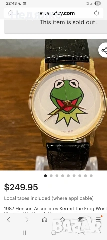 Kermit,by Henson,1987,оригинален ръчен часовник , снимка 13 - Антикварни и старинни предмети - 53047811