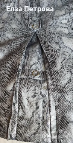 Дамско зимно/късна есен от еко кожа в змийски принт в черно и светло сиво; 4XL÷5XL, снимка 4 - Якета - 48162357