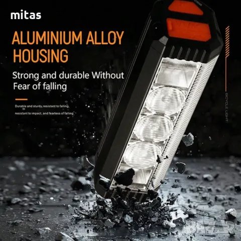 Ултра ярка LED светлина за велосипед, Многоцветна, 1200lum/2500mAh USB, снимка 4 - Аксесоари за велосипеди - 49161325