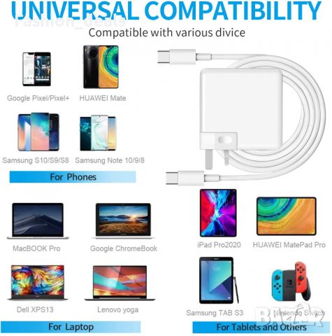 Ново зарядно 100W за лаптоп Mac Book Pro захранващ Стенен адатпер, снимка 3 - Друга електроника - 36557362