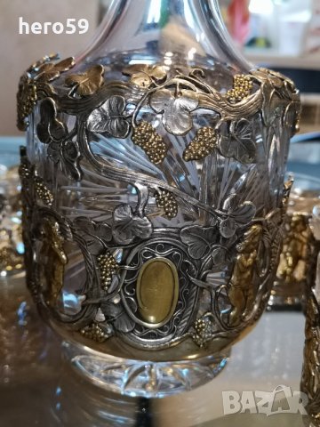 Руски сребърен 84 комплект-сет(сребро,кристал)сребърна кана,чаша,сребро 84, снимка 7 - Антикварни и старинни предмети - 32123914