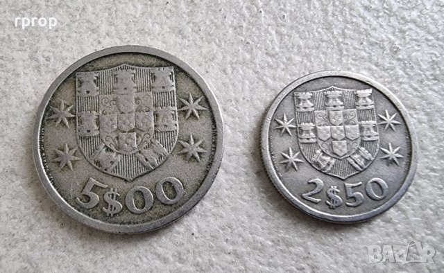 Монети. Португалия. 2 и 5  ескудо.  1964 и 1966 година. 2 бройки.