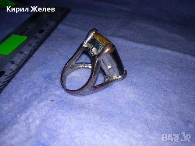 ПРЕКРАСЕН СКЪПОЦЕНЕН НИКЕЛИРАН МЕДЕН АРТ ПРЪСТЕН с ОГРОМЕН ЮВЕЛИРНО ШЛИФОВАН КАМЪК ТИГРОВО ОКО 36599, снимка 14 - Пръстени - 39710057