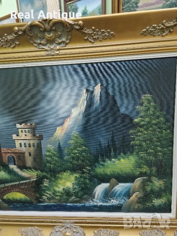 Прекрасна много красива антикварна белгийска картина масло върху платно , снимка 5 - Картини - 44253844