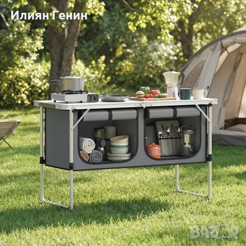 Сгъваем къмпинг шкаф Outsunny Camping Kitchen, снимка 8 - Къмпинг мебели - 56333278