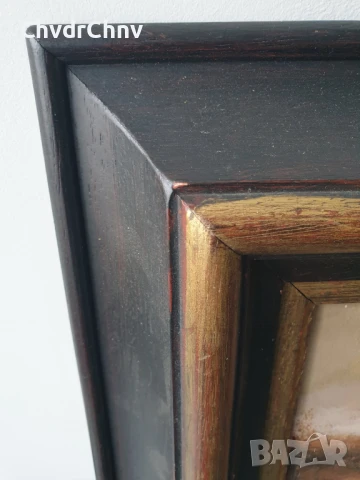 35х42см/малка картина масло върху платно/пейзаж-гора-езеро/масивна дървена рамка, снимка 3 - Картини - 50474260