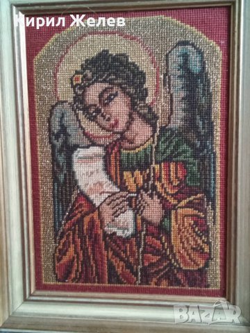 СТАР ГОБЛЕН - АНГЕЛ АРХАНГЕЛ РЕЛИГИЯ МНОГО КРАСИВ в ДЪРВЕНА РАМКА 30912