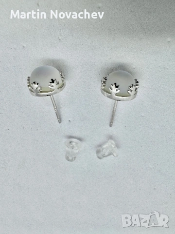 Сребърни обеци с лунен камък , снимка 7 - Обеци - 53160547