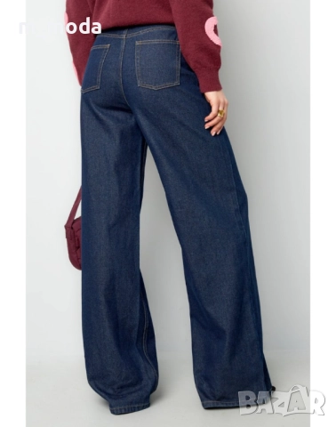 Дамски дънки с висока талия и широк крачол, снимка 2 - Дънки - 51822735