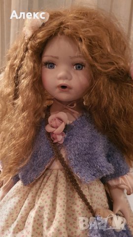 Колекционерска порцеланова кукла, 50см Разкошна Червенокоска-Отлична!, снимка 4 - Колекции - 31660242