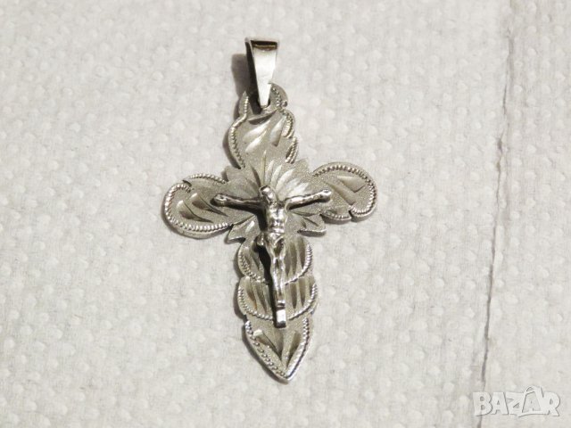 сребърен кръст разпятие, Старинен сребърен православен кръст с Исус Христос  сребро, снимка 5 - Колиета, медальони, синджири - 31569181