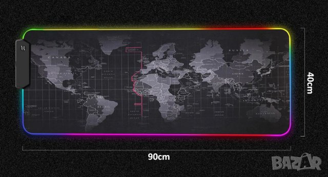 Геймърска светеща подложка за клавиатура карта на света / Светеща компютърна подложка, снимка 4 - Клавиатури и мишки - 40813217