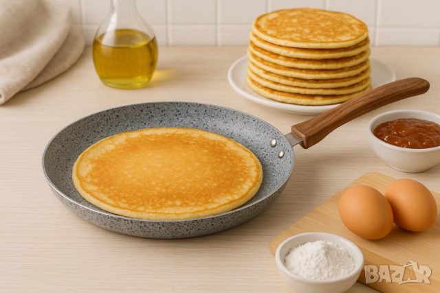 Тиган за палачинки Voltz Siena, Мраморно каменно керамично покритие, Светло сив, снимка 3 - Съдове за готвене - 52138246