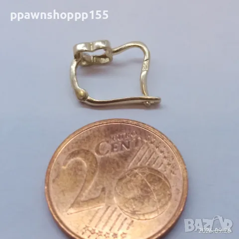 Единична златна обеца Сърце с циркон 14K (585) – 0.50 гр., снимка 7 - Обеци - 56243468
