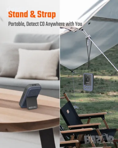 TOPTES OT-139 Преносим детектор за въглероден окис, звукови и визуални сигнали, 0-1000ppm - син, снимка 6 - Други стоки за дома - 48967426