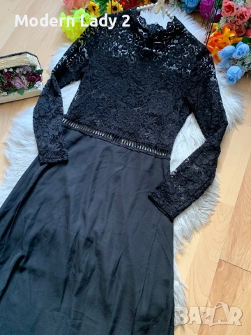 Дълга официална рокля с дантела, снимка 2 - Рокли - 50866848