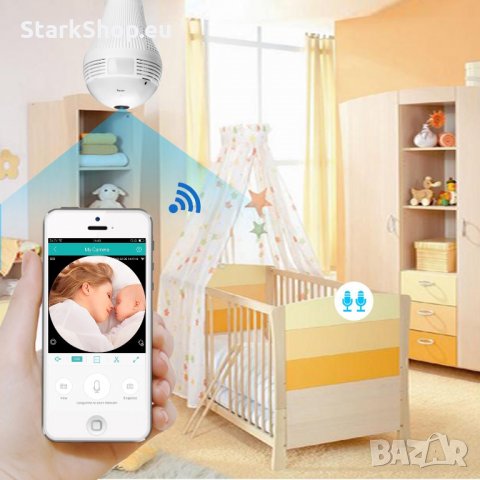 RoboCam WiFi Панормана камера за видеонаблюдение тип LED скрита  крушка, снимка 3 - IP камери - 29218720