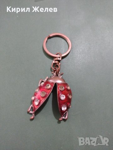 Ключодържател  метална калинка с кристали цветен емайл - 3000