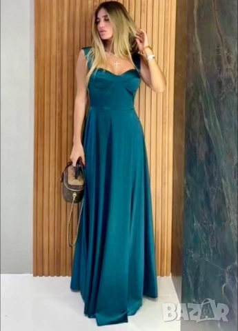 💎Дълги сатенени рокли с цепка   , снимка 2 - Рокли - 51681577