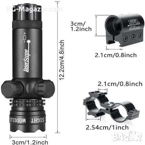 Акумулаторен зелен лазерен прицел мерник за лов въздушна пушка еърсофт лазер оръжие зелена точка, снимка 6 - Оборудване и аксесоари за оръжия - 51051945