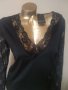 M/L Елегантна черна блуза с дантела , снимка 1 - Блузи с дълъг ръкав и пуловери - 38916879