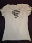 Дамска бяла накъсана тениска размер S цена 15 лв., снимка 3