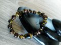 Гривна с "Тигрово око" и позлатен хематит, снимка 2