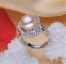 Пръстен с естествена, розова перла и сребро, снимка 1 - Пръстени - 31810625