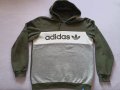 Adidas L-  Суичър с качулка в маслено зелено и сиво , снимка 5