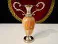 Посребрена ваза,амфора,оникс. , снимка 1