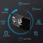 Прожекционен будилник Anykuu с FM радио Snooze Двоен звънец USB порт 3 нива на яркост LED дисплей, снимка 5
