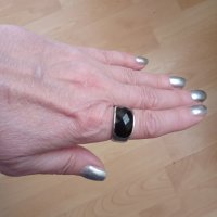 Уникален пръстен( Унисекс ) с естествен оникс от медицинска стомана, снимка 1 - Пръстени - 32023466