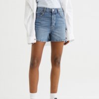 H&M дънкови къси панталони, размер 38(S/М) с висока талия, снимка 2 - Къси панталони и бермуди - 37653781