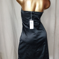 L Черна сатенена рокля с пайети , снимка 4 - Рокли - 44802406