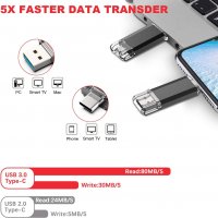 256 GB USB и Type C флашка, OTG за Android и PC, метален корпус, снимка 5 - USB Flash памети - 37252010