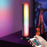 LED RGB лампа с променящи се цветове с дистанционно, 4х3,5х24,5см, Стои вертикално и хоризонтално, снимка 1 - Лед осветление - 38895805