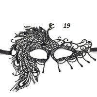 19 домино паунова опашка черна маска дантела за лице очи маскарад парти бал, снимка 1 - Други - 42926750